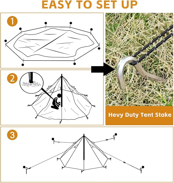 Camping Hot Tent with Wood Stove Jack Winter Teepee Tent 4 Season Backpacking Tent for Survival Hunting Military Fishing