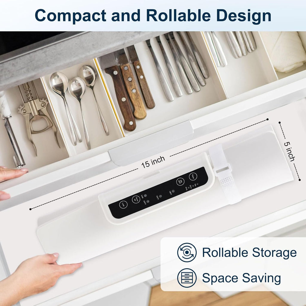 Warming Mat for Food, Full Surface Heating Electric Warming Tray for Food, 3-Temperature Settings Portable Food Warming Mat, Auto Shut-Off Rollable Warming Trays for Buffets Party, Gatherings White