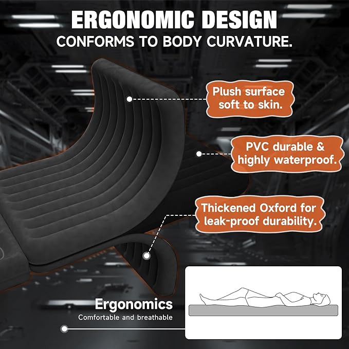 Car Air Mattress Bed: Inflatable Back Seat Air Mattress for SUV, Thick Camping Sleeping Pads with Pillows Air Pumps, Sedan, Truck, SUV, Black