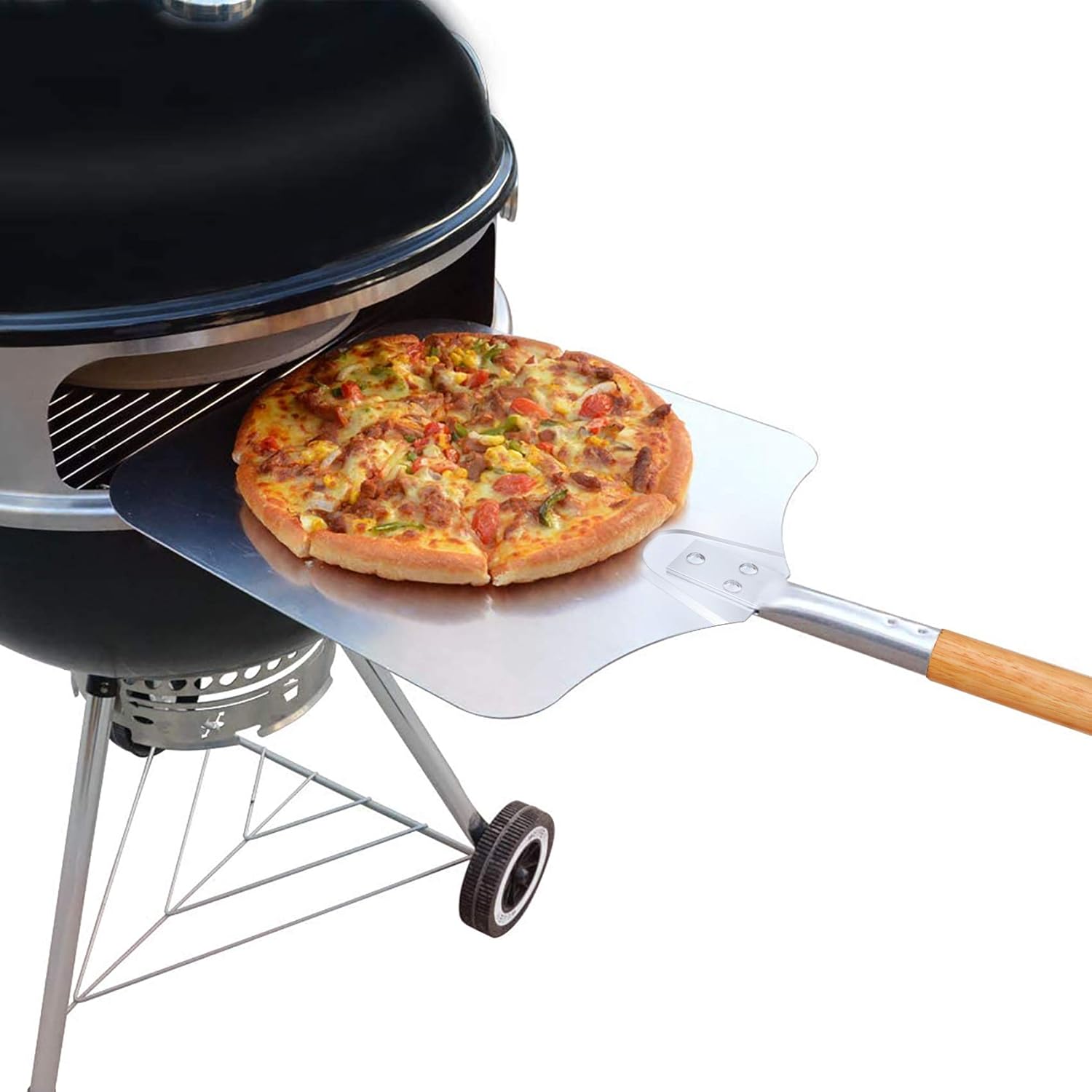 Onlyfire Round Pizza Stone Set for Oven and Grill, Pizza Grilling Tool Kit Including Baking Stone, Pizza Peel, Pizza Shovel and Cutter, Ideal for Baking Crisp Crust Pizza, Bread and More