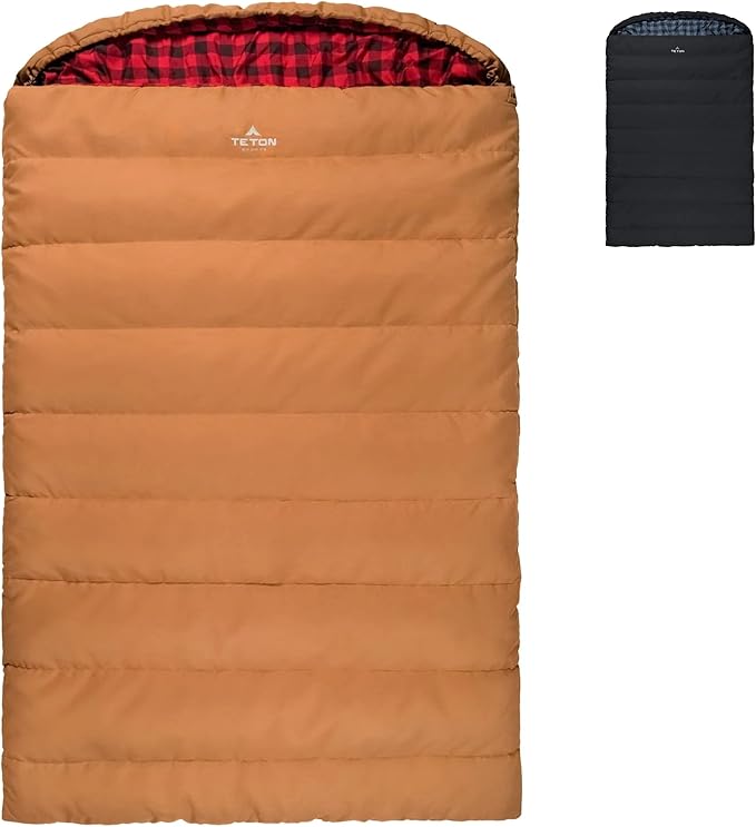 Teton Mammoth Queen Size Double Sleeping Bag- A Warm Bag The Whole Family can Enjoy – Great for Camping, Hunting and Base Camp. Compression Sack Included