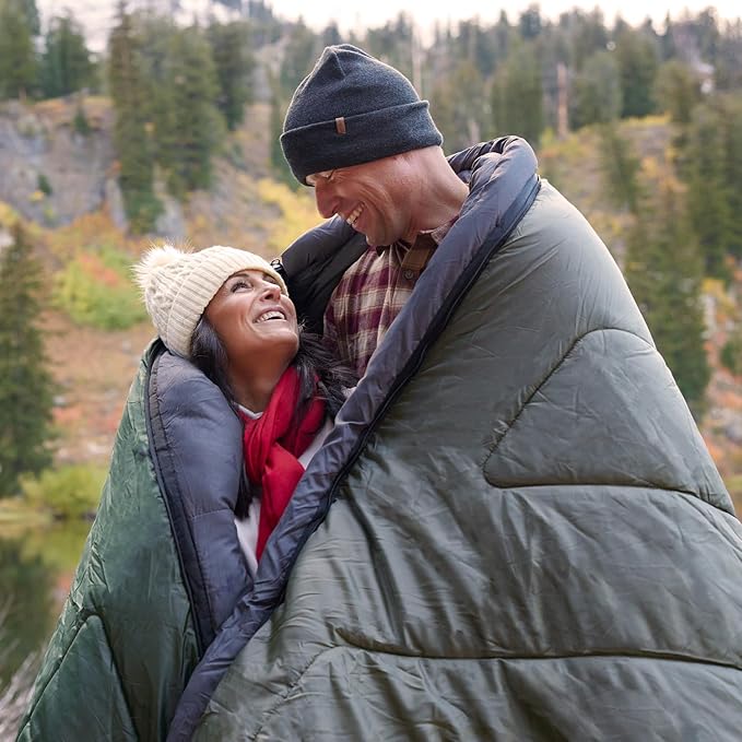 Teton Mammoth Queen Size Double Sleeping Bag- A Warm Bag The Whole Family can Enjoy – Great for Camping, Hunting and Base Camp. Compression Sack Included