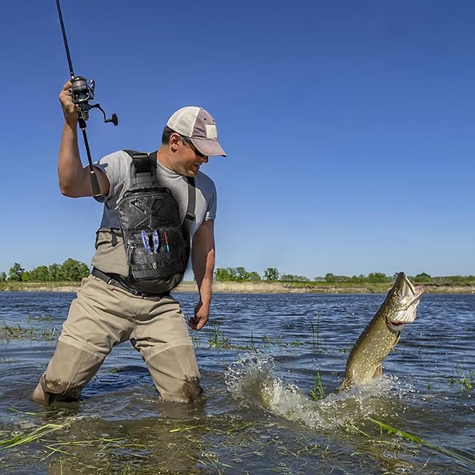 Fishing Backpack Tackle Storage Bag With Rod Holder - Sling Gear Storage