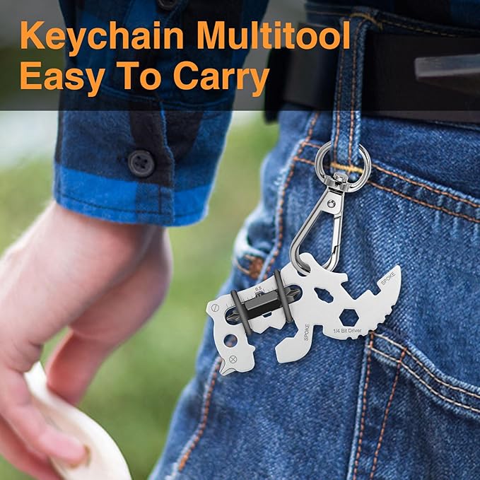 12 in 1 Keychain Multi-tool, Gifts for Men Boyfriend Dad, Father's Day Birthday Gifts, Mini EDC gadgets Tool Gear Bottle Opener for Camping Survival