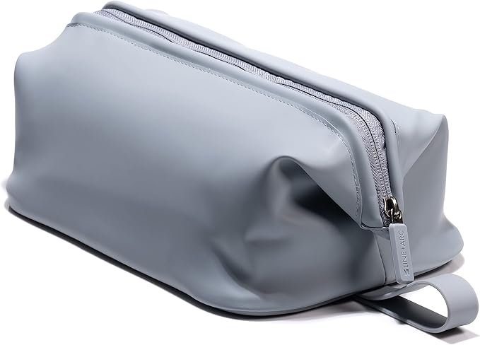 LINE+ARC Easy-to-Clean Silicone Dopp Kit (As Seen in Glamour and GQ) Extra-Wide Opening Anti-Stain (Arctic, 3.5L) Toiletry Bag Travel Set Makeup Organizer Cosmetics Case Fabric Simple Hang Loop