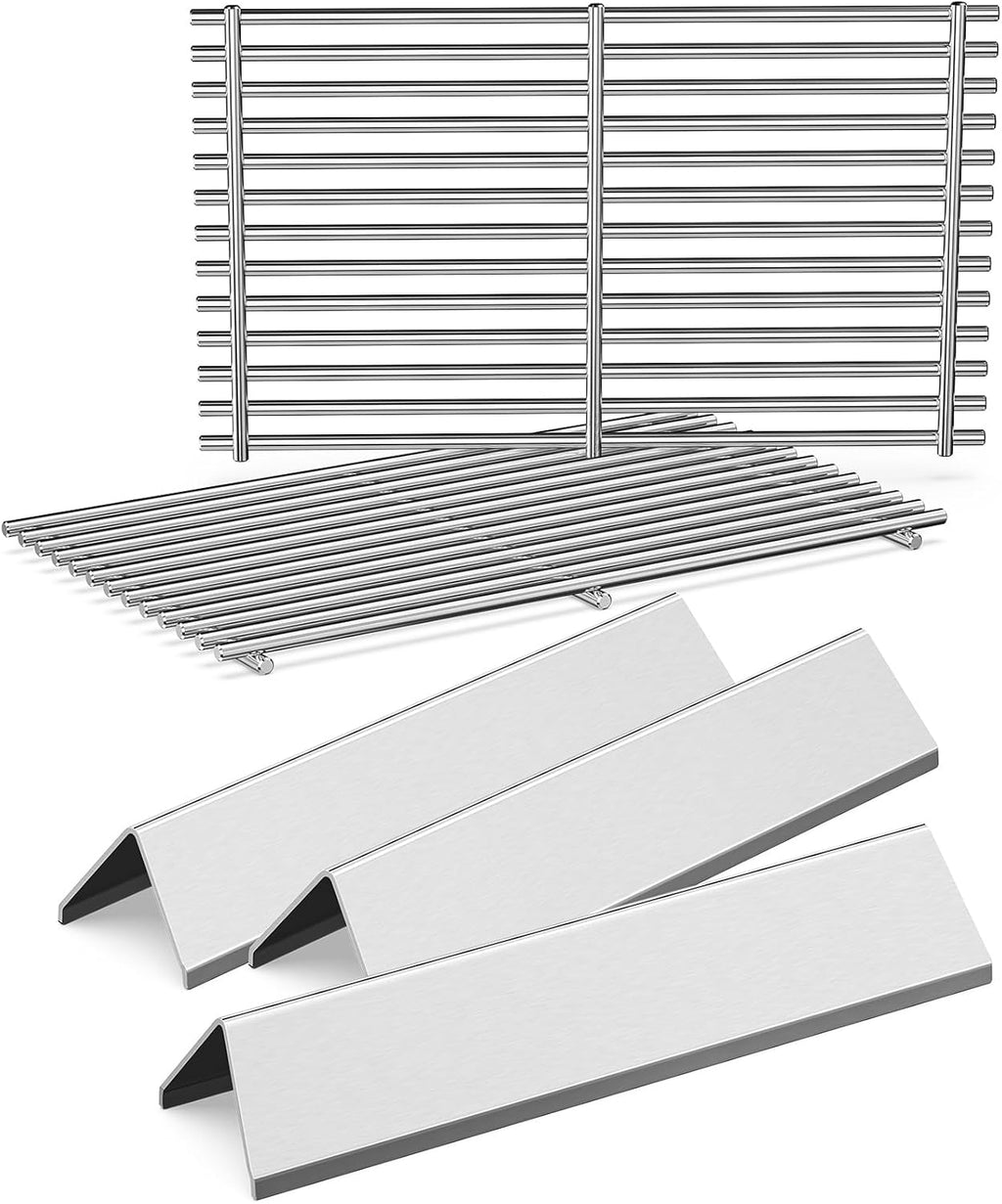 QuliMetal Upgraded SUS304 15.3" Flavorizer Bars & 17.5" Grates for Weber Spirit 200 Series (Front-Mounted Control), Spirit II E-210 Gas Grills Replacement, Grill Parts for Weber GS4 Spirit 7635 7637