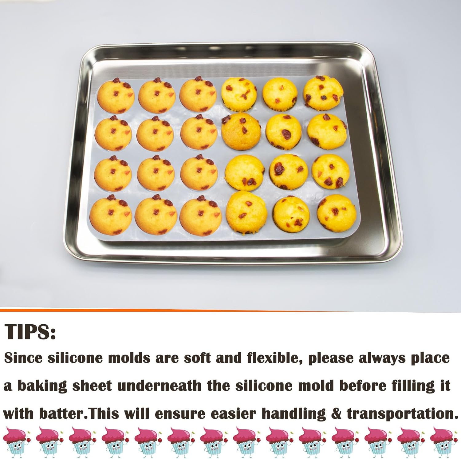 24 Cups Silicone Mini Muffin Pan Set, Nonstick Mini Cupcake Pans, BPA Free Small Muffin Tin for Baking, Set of 2 (Grey+Grey)