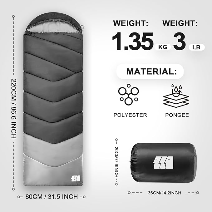 Sleeping Bags for Adults Cold Weather,Portable, Waterproof,Lightweight Sleeping Bag for Tall Girls Boys with Compression Sack for Warm Camping, Hiking, Outdoor & Indoor