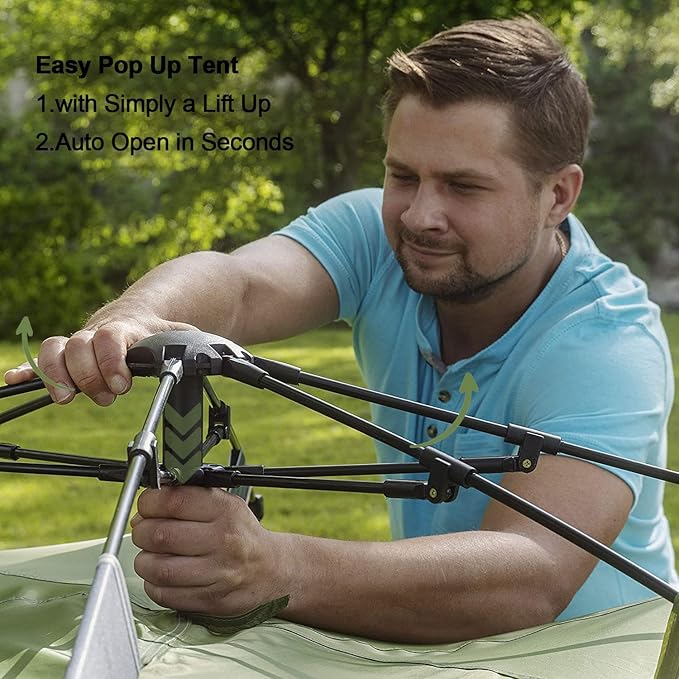 MOON LENCE Pop Up Tent Family Camping Tent for 4 Person, Portable Instant/Automatic Tent Waterproof Windproof for Camping Hiking Mountaineering