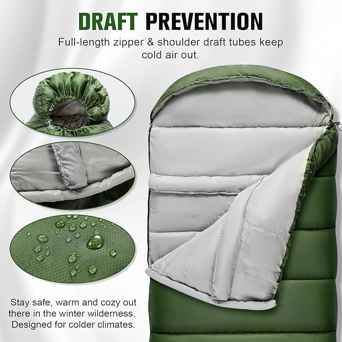 Sleeping Bags for Adults Cold Weather & Warm, Lightweight Compact Camping Backpacking Sleeping Bag for Kids Girls Boys with Compression Sack for Outdoor & Indoor