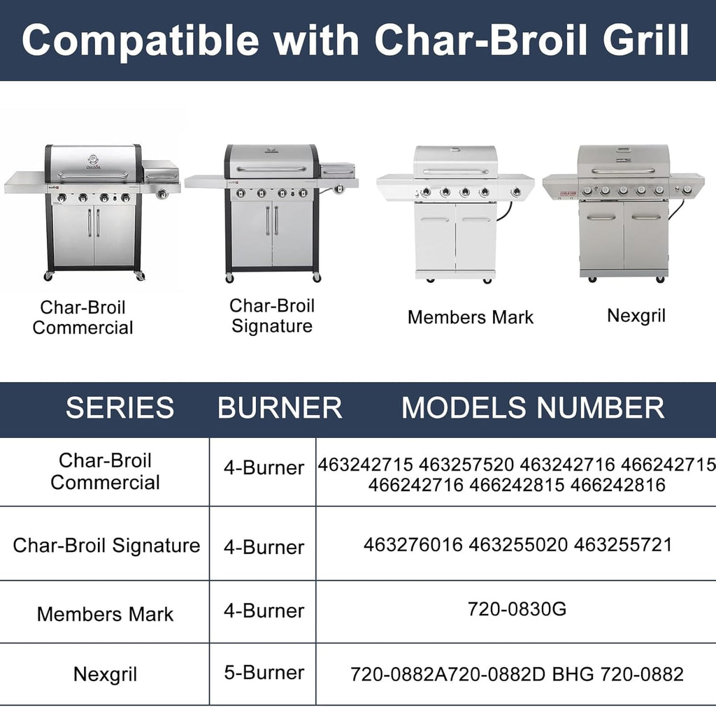 Criditpid Grill Replacement Parts for Charbroil 463242716 463257520 463242715 463276016, Cooking Grates & Grill Emitter Plates Kit for 4 Burner Charbroil Commercial Grill.
