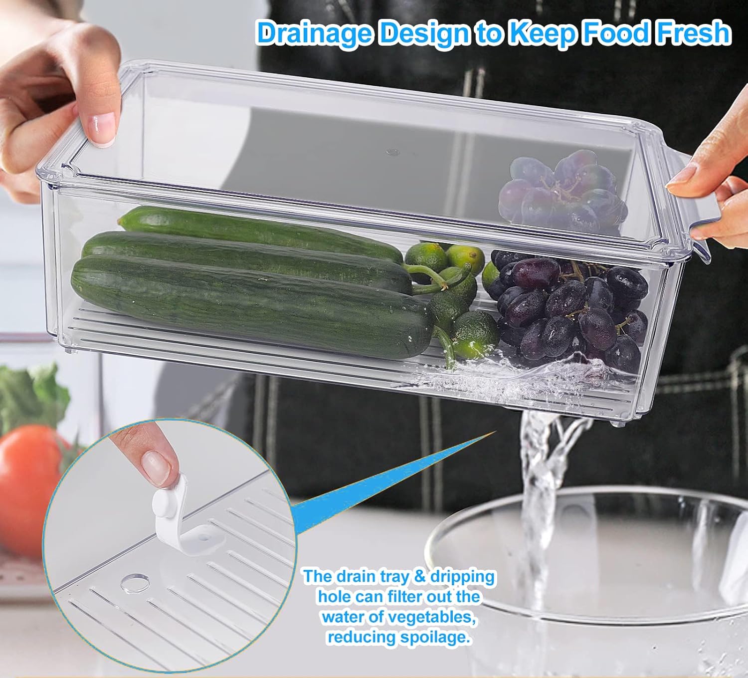 14 Pack Fridge Organizer, Stackable Refrigerator Organizer Bins with Lids, BPA-Free Produce Fruit Storage Containers for Storage Clear for Kitchen, Food, Drinks, Vegetable Storage