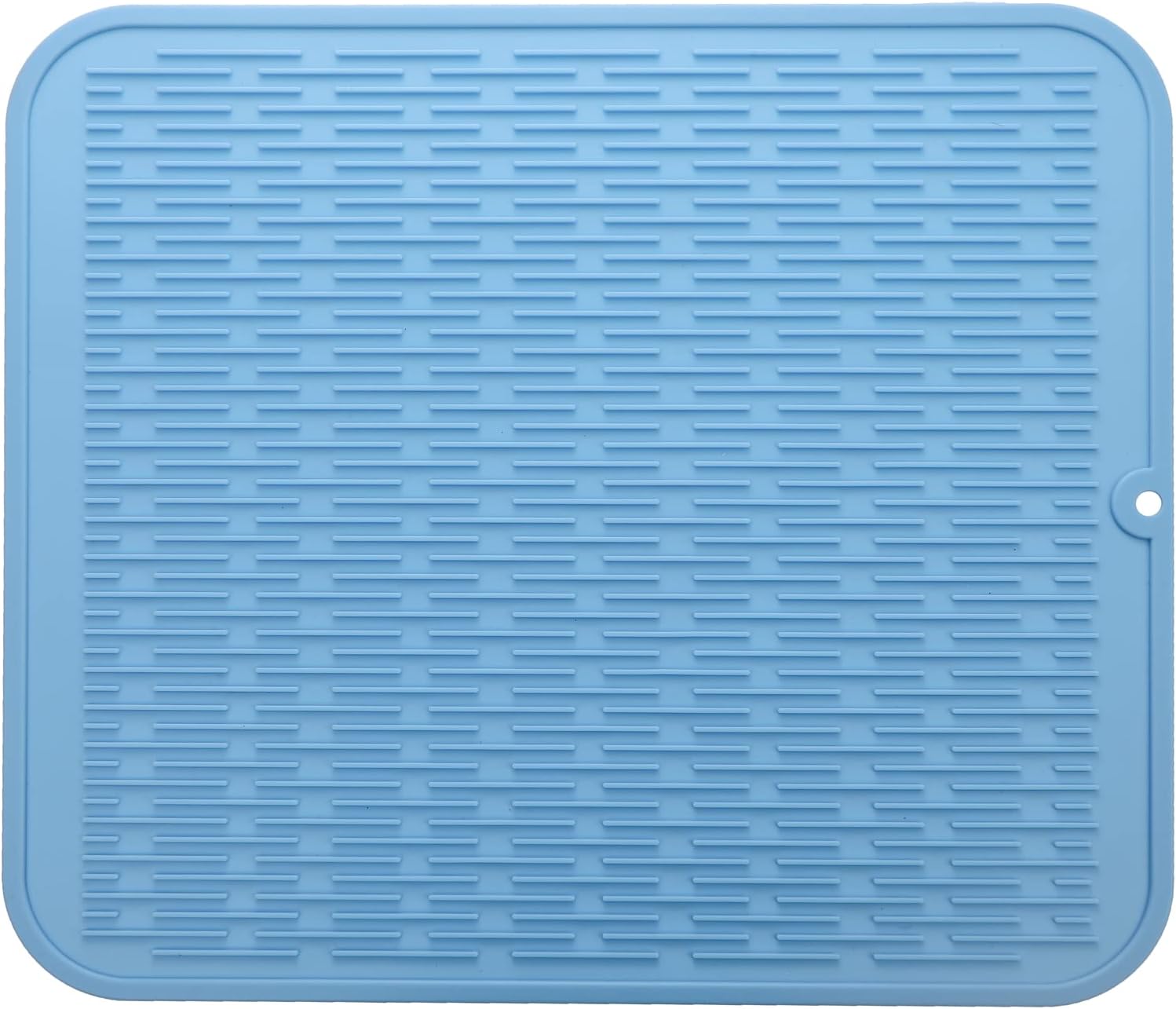 Silicone Dish Drying Mat for Multiple Usage,Easy clean,Eco-friendly,Heat-resistant Silicone Mat for Kitchen Counter or Sink,Refrigerator or Drawer Liner Light Blue 2XL 24 inches x 18 inches