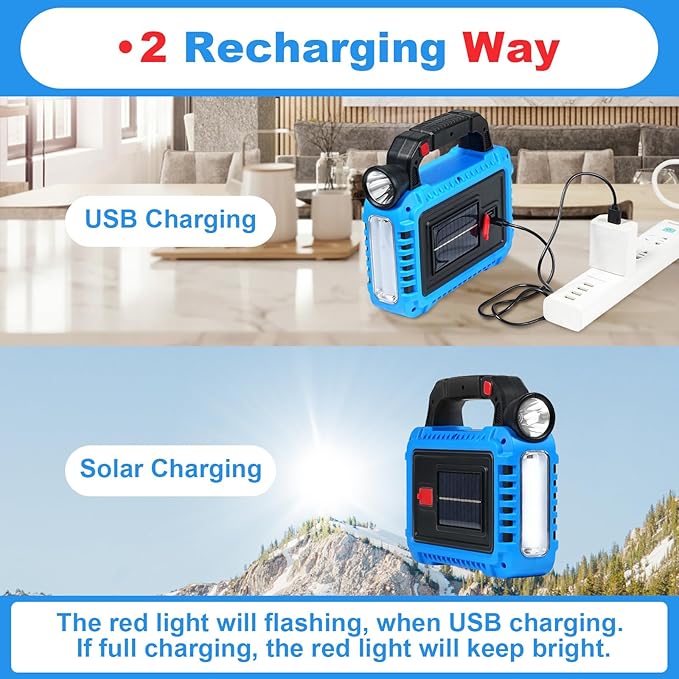 2 Pack Lantern Camping Essentials Accessories Gear Solar Lights, LED Flashlight for Power Outages, Rechargeable Tent Lights for Emergency, Hurricane, Survival Kits, Operated Lamp