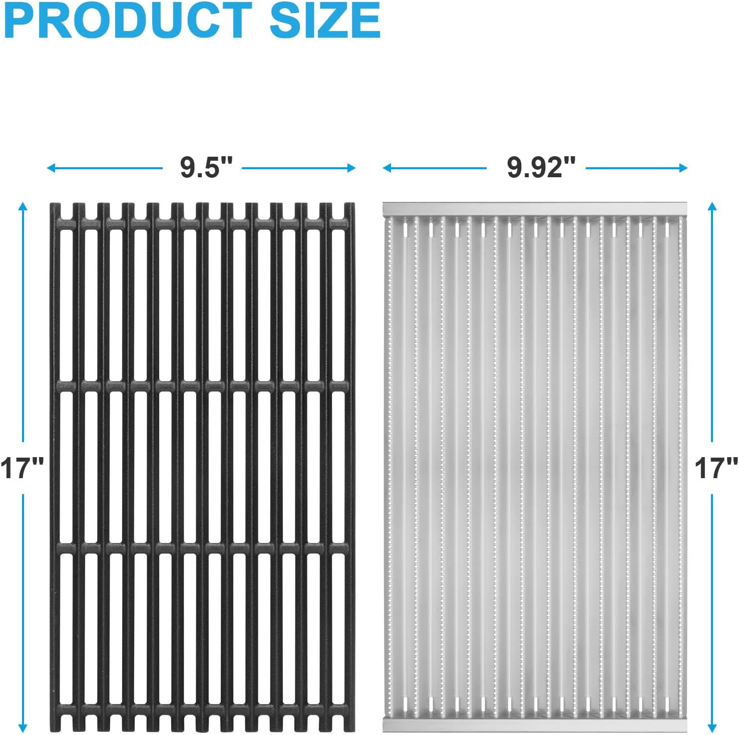 Cast Iron Grill Grates & Emitter Plates for Charbroil Commercial Infrared 4 Burner 463242715, 463242716, 463276016, 466242715, 466242815, 463257520, G533-0009-W1 G5330009W1 G533-0009-W1A