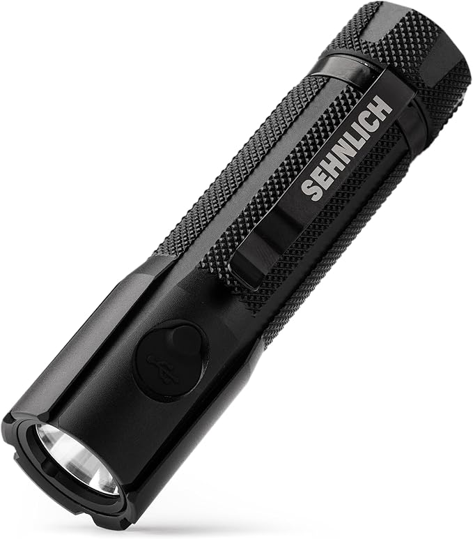 LED Rechargeable Flashlight - Super Bright 1250 High Lumens Flashlight, Waterproof IP68 Small Compact Pocket Tactical Flashlight for Home, Emergency, Rescue, Camping, Gifts for Men Black