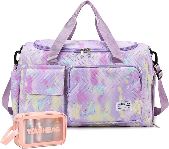 Small Gym Bag for Women, Travel Duffle Bag Carry On Weekender Bag with Shoe Compartment