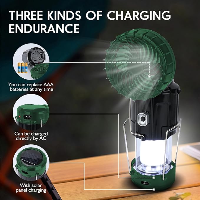 3 in 1 Portable Lantern - Collapsible Lightweight Camping Lantern for Power Outages Solar Flashlight Survival Kits for Indoor Outdoor Tent Home Emergency Essentials Hiking