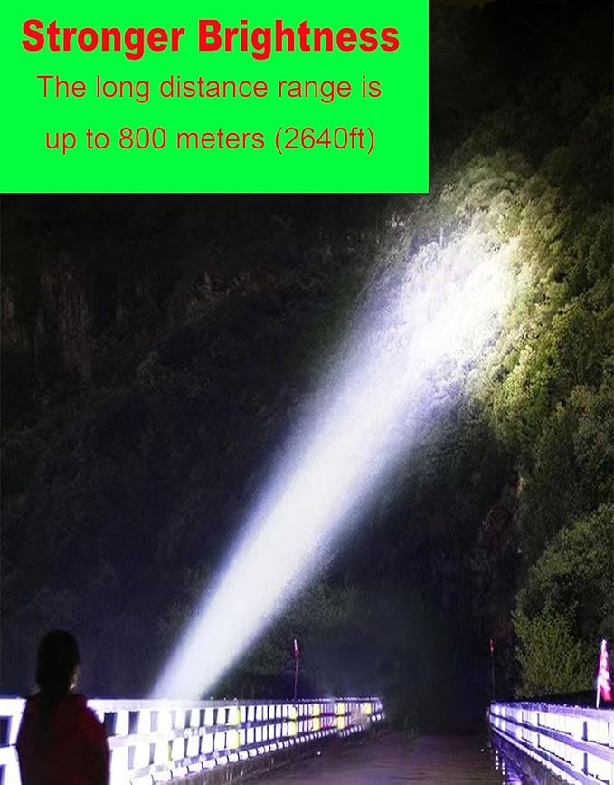 Rechargeable Solar LED Spotlight, Super Bright 13000LM Handheld LED Searchlight, Multi Function Camping Lantern Flashlight, 6 Light Modes, Power Bank, IPX4 Waterproof, for Emergency, Hiking, Home