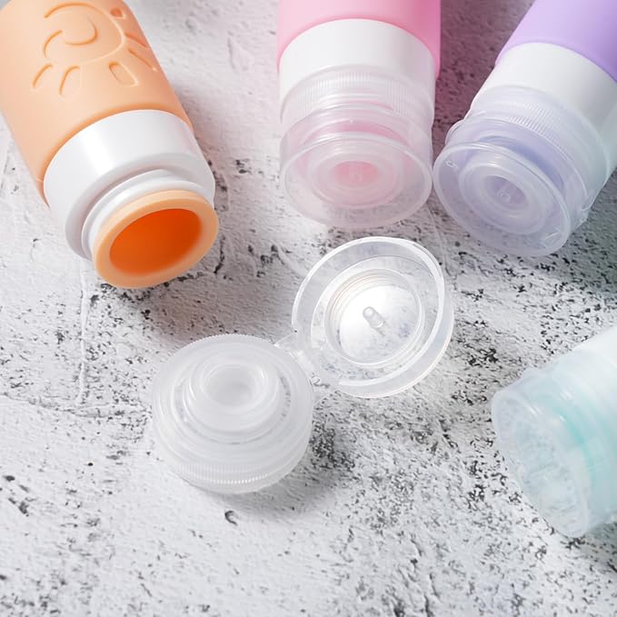 18 Pack travel Bottles for Toiletries, TSA Approved Silicone Travel Containers Leak Proof Refillable Travel Accessories for Shampoo Conditioner Lotion Body Wash(Multicolored C)