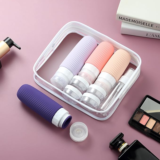 16 Pack Travel Bottles Set, TSA Approved Leak Proof Silicone Squeezable Containers for Toiletries, Refillable Travel Accessories for Conditioner, Shampoo, Lotion & Body Wash Accessories