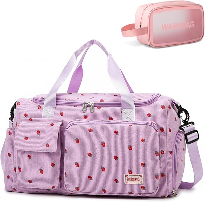 Small Gym Bag for Women, Travel Duffle Bag Carry On Weekender Bag with Shoe Compartment