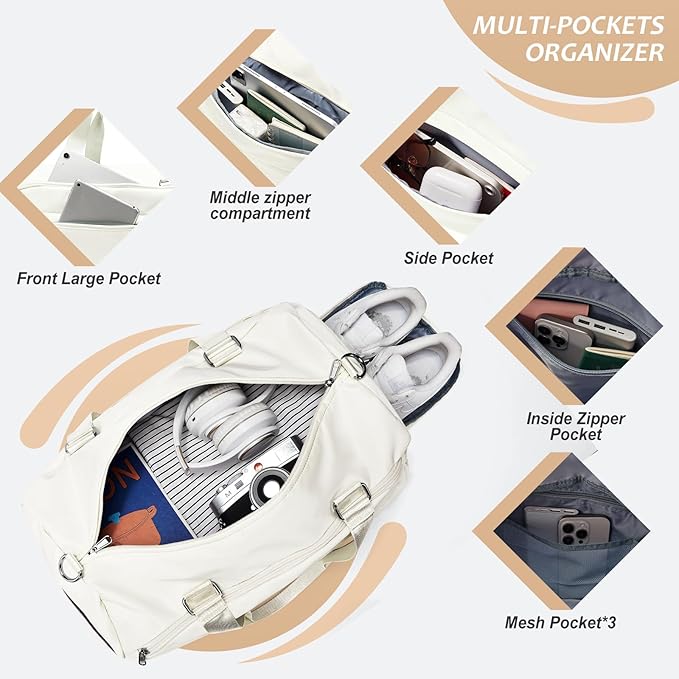 Gym Bag Womens,Travel Duffel Carry on Bag Sport Tote Bag Weekend Overnight Bag