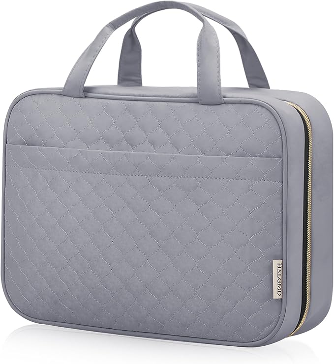 Travel Size Toiletry Bag for Women, Portable Cosmetic Bag with Hanging Hook, Travel Essentials Water-resistant Makeup Organizer for Accessories, Shampoo, Full-size Container, Toiletries