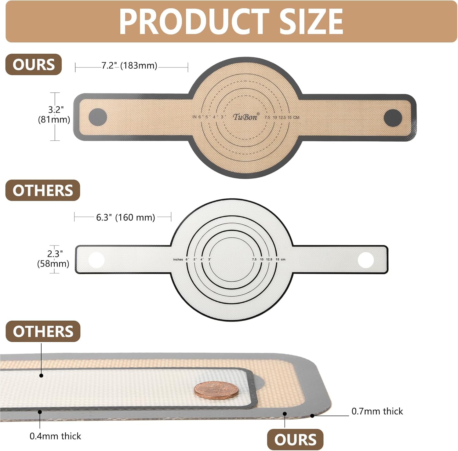 TuBon 8.3" Silicone Bread Sling for Dutch Oven - 1pcs Non Stick Reusable Baking Mat with Handles, Perfect for Sourdough Bread, Round Pizza, Artisan Loaf - Easy Clean, Odor Free, Heat Resistant