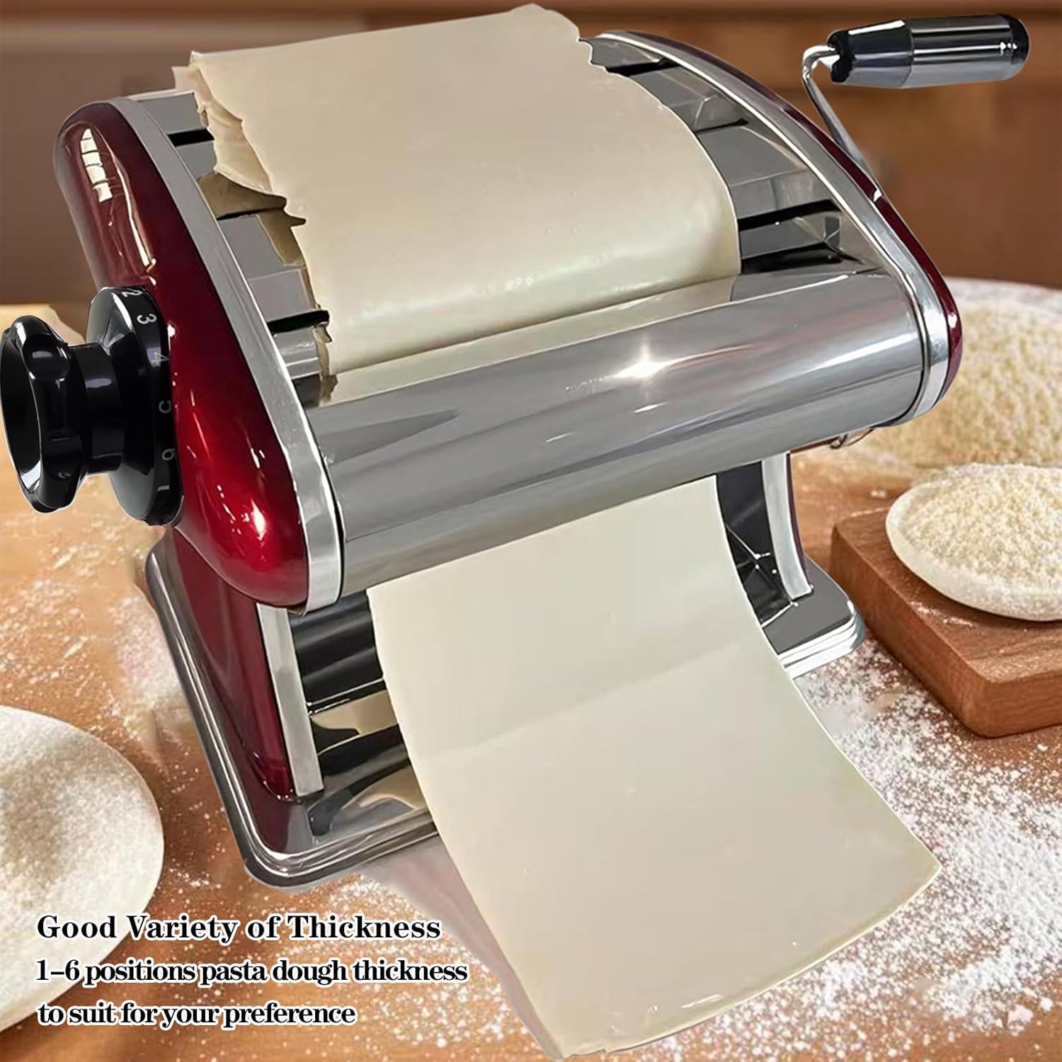 XINGYUEXUAN Manual Pasta Maker - Stainless Steel Noodle Machine with 2mm/4mm Cutters, Hand Crank for Homemade Spaghetti & Fettuccine