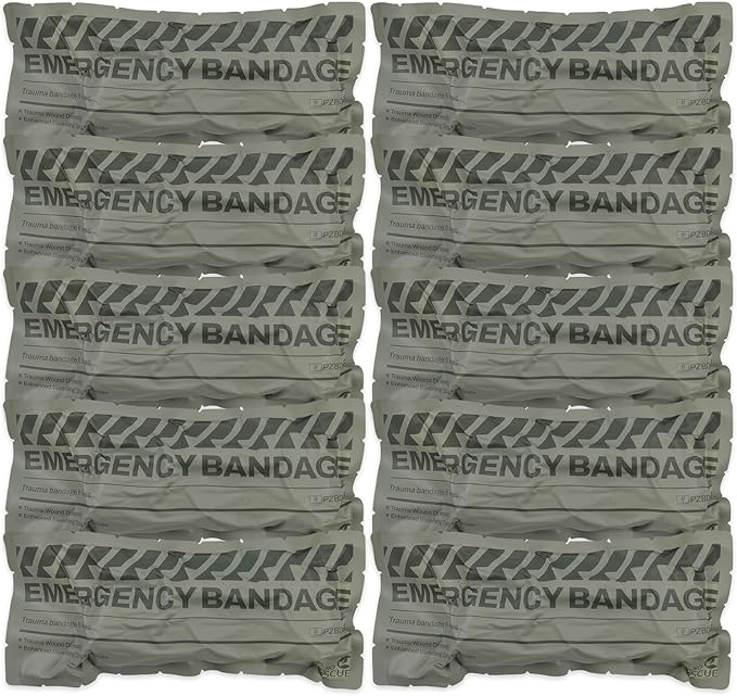 RHINO RESCUE 6" Emergency Compression Bandage Strile Trauma Wound Dressing Israeli First Aid Kit IFAK, FSA HSA Eligible, 6 Inch, 10 Count