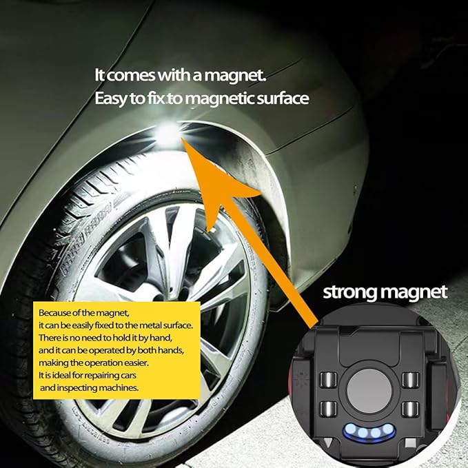 COB Keychain Work Light Keychain Flashlights 7 Light Modes 1600Lumen,Portable USB Rechargeable cob Work Light Emergency Light with Folding Bracket Bottle Opener and Magnet Base,Camping (Orange)