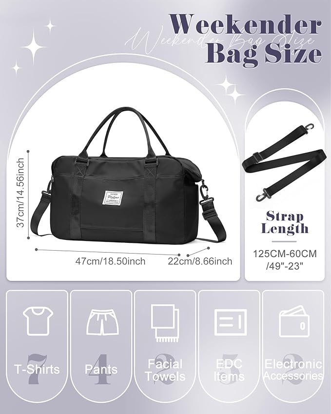 Gym Bag Womens,Travel Duffel Carry on Bag Sport Tote Bag Weekend Overnight Bag