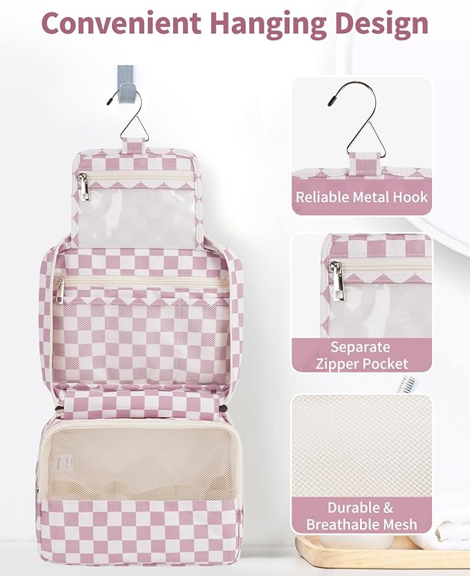 Narwey Hanging Travel Toiletry Bag Cosmetic Make up Organizer for Women and Girls Waterproof