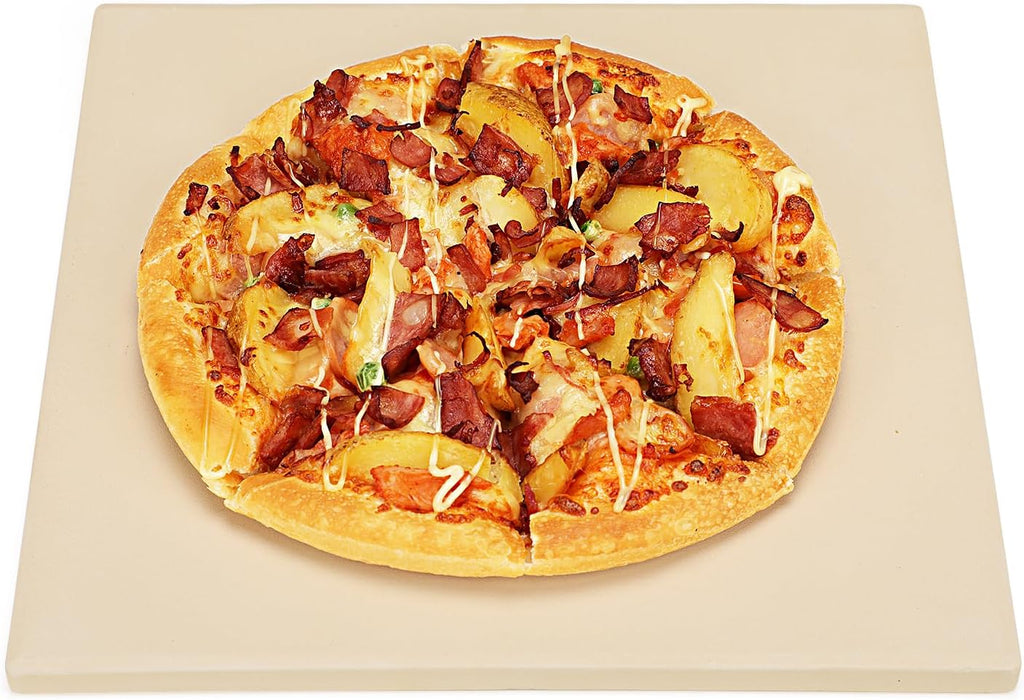 12x12 inch Pizza Stone,for RV Oven and Grill,square baking stone, cordierite pizza stone,for Pizza,Bread, Pie, BBQ, Durable and Safe, Give away Plastic Scraper