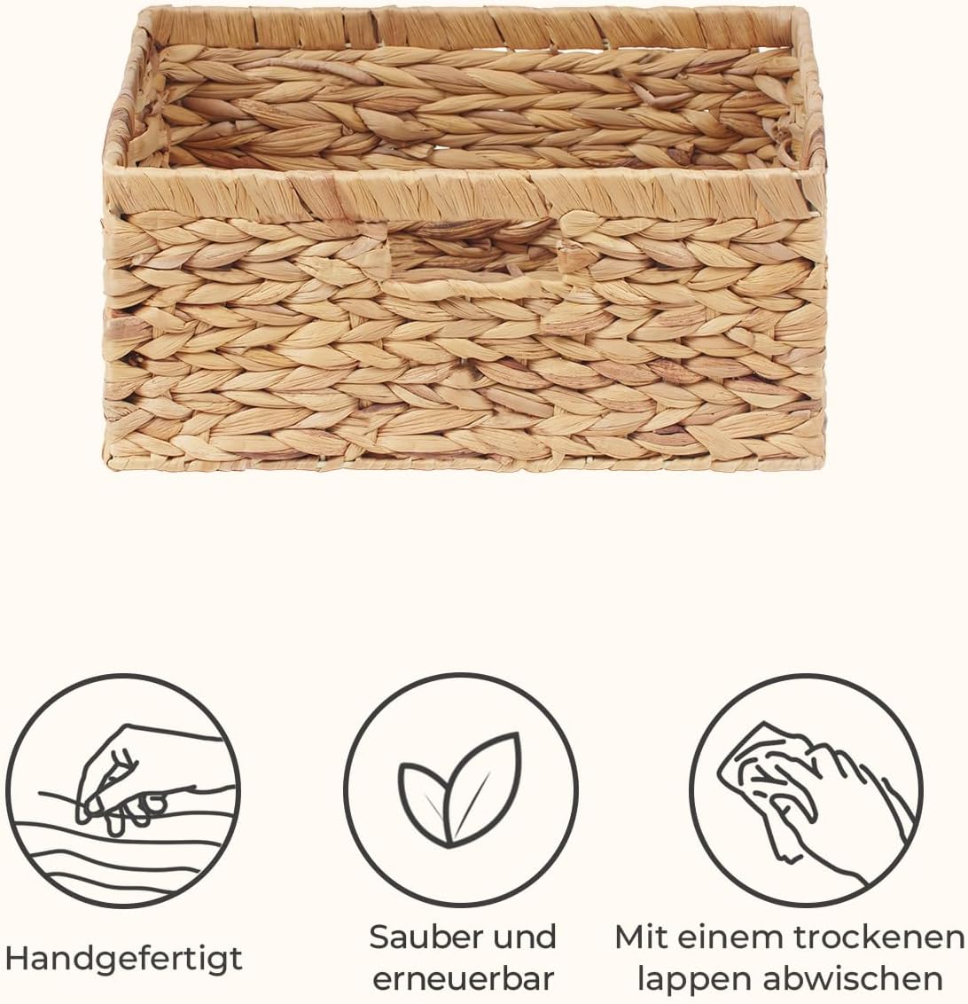 StorageWorks Extra Large Wicker Baskets for Organizing, Water Hyacinth Storage Basket with Built-in Handles, 1 Pack