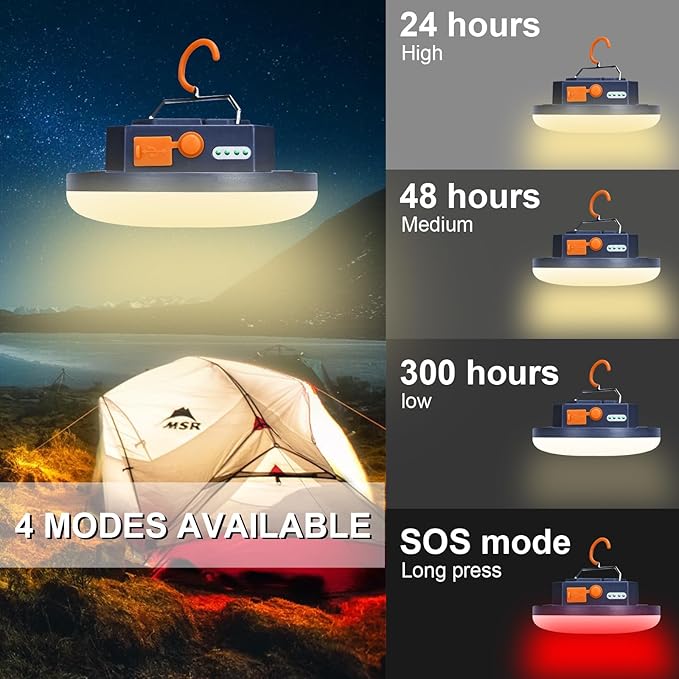 10000mAh 4000LM Flashlight Portable LED Camping Lantern Rechargeable Light 30W with Magnet , IPX4 Waterproof Tent Light Power Failure Emergency Survival Kits Snowstorm Christmas Day Gift (Warm)