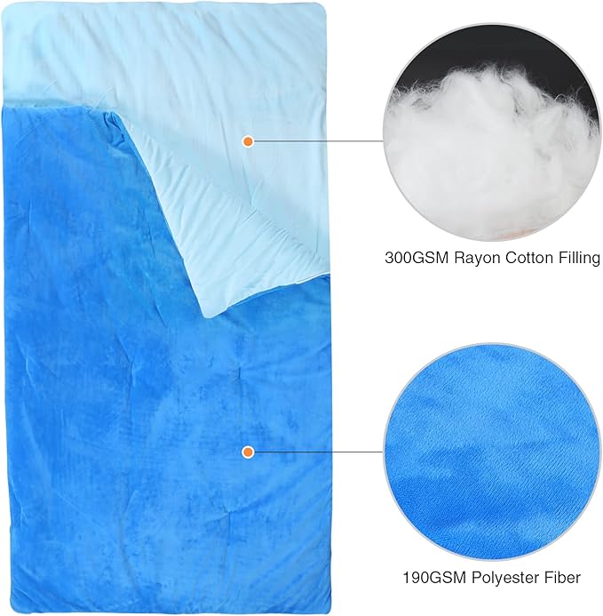 REDCAMP Kids Mummy Sleeping Bag for Camping, 3 Season Cold Weather Sleeping Bag Fit Boys,Girls & Teens, Blue/Rose Red