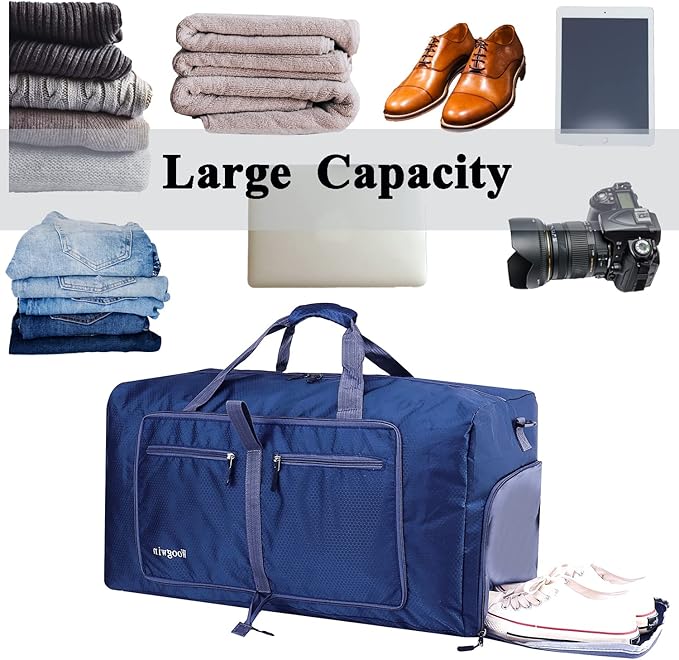 Woogwin Travel Duffel Bag Large Foldable Waterproof Overnight Bag for Beach Swim Bags Pool Sports Gym