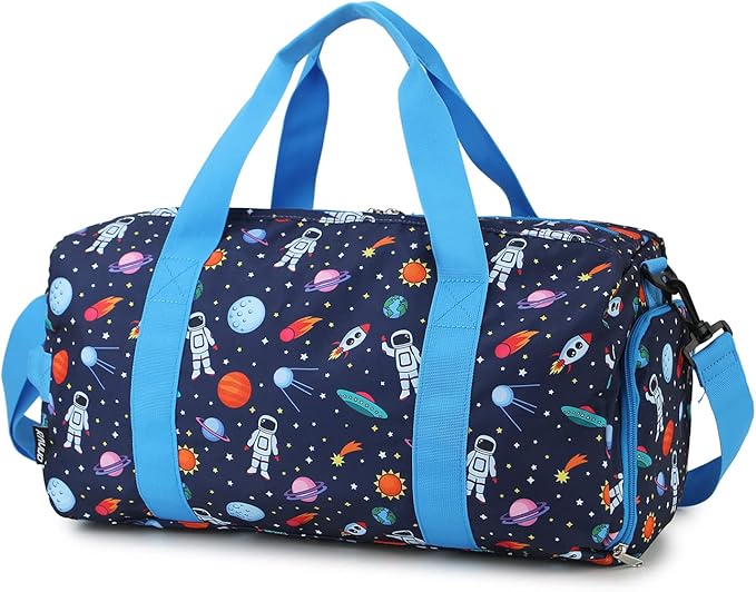 Kids Duffle Bag for Boys,RAVUO Water Resistant Travel Bag Overnight Bag Weekender Carry On Bag for Gym Sport with Shoe Compartment and Wet Pocket Space