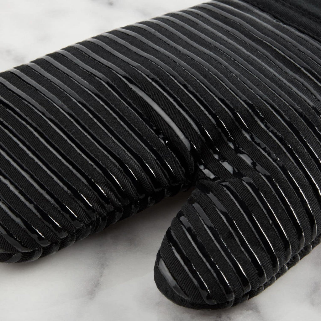 KitchenAid Quilted Cotton Terry Cloth Oven Mitt, Pot Holder Heat Resistant, 16"x26", 7"x13" & 7"x10", Matte Black