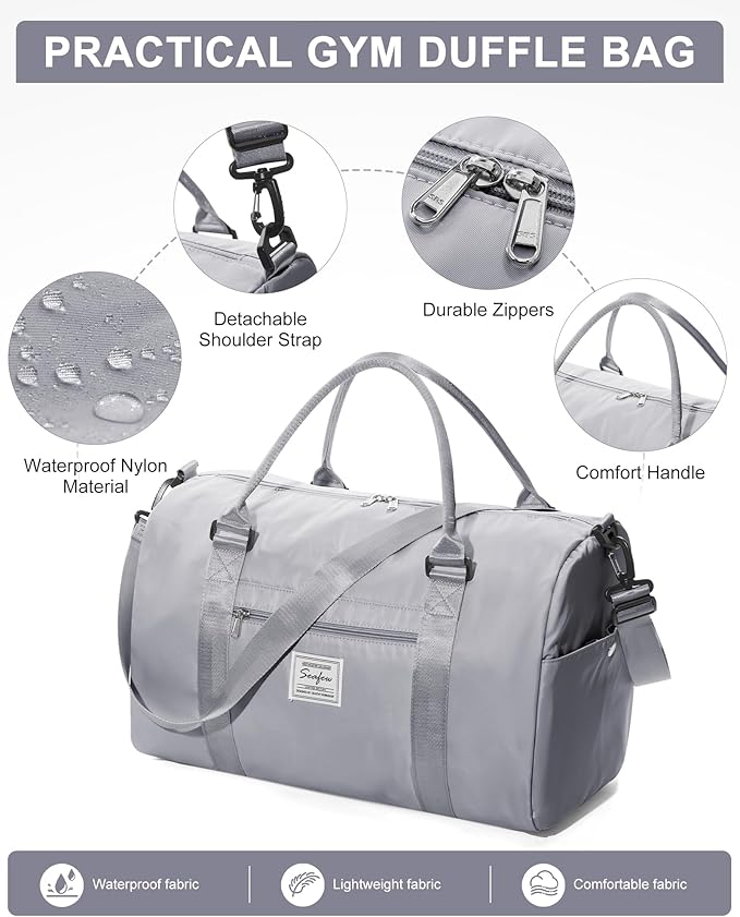 Gym Bag Womens,Travel Duffel Carry on Bag Sport Tote Bag Weekend Overnight Bag