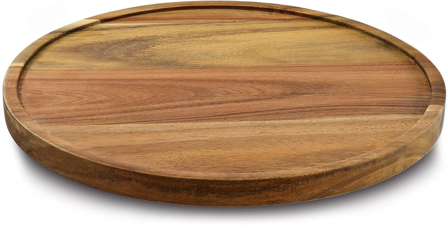 13" Acacia Wood Lazy Susan Organizer Kitchen Turntable for Cabinet Pantry Table Organization