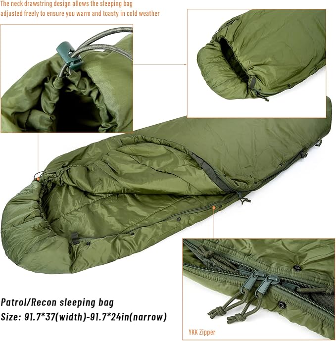 MT Army Military Modular Sleeping Bags System, Multi Layered with Bivy Cover for All Season, Woodland/Multicam