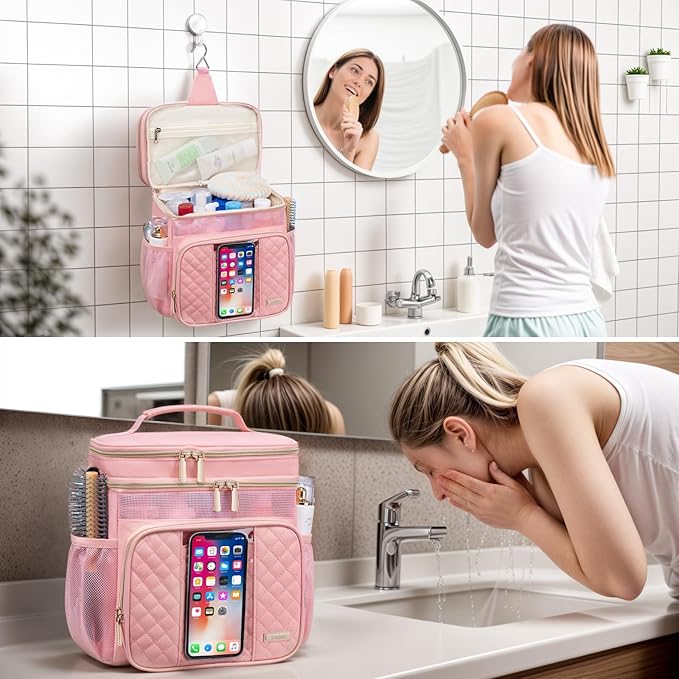 Large Toiletry Bag for Women Men,Bathroom Bag,Water Resistant Portable Shower Caddy for College Dorm,Hanging Toiletry Bags for Traveling,Gym Camping Cruise Ship Travel Essentials Shower Bag