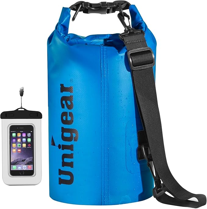 Unigear Dry Bag Waterproof, 2L/5L/10L/20L/30L/40L Floating and Lightweight Bags for Kayaking, Boating, Fishing, Swimming and Camping with Waterproof Phone Case