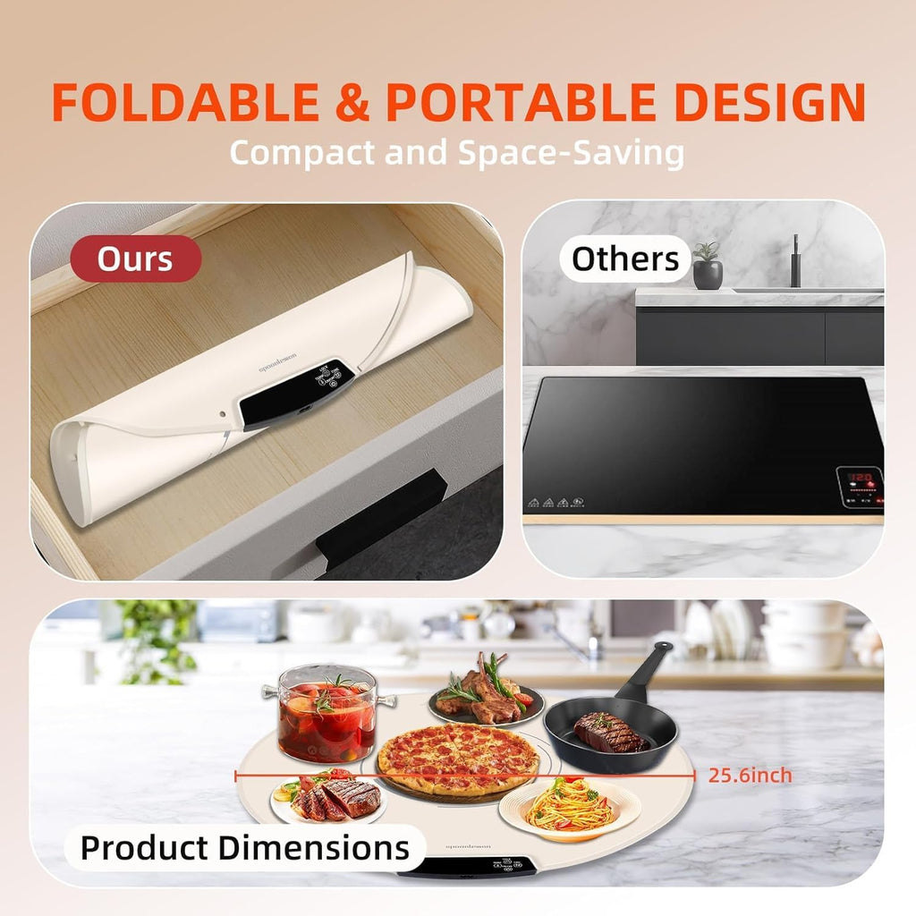 Food Warming Mat, Electric Warming Tray with Adjustable Temperature & Timer, Rollable & Portable, Rapid Full-Surface Silicone Heating Mat, Food Warmers for Gatherings, Parties, Buffets