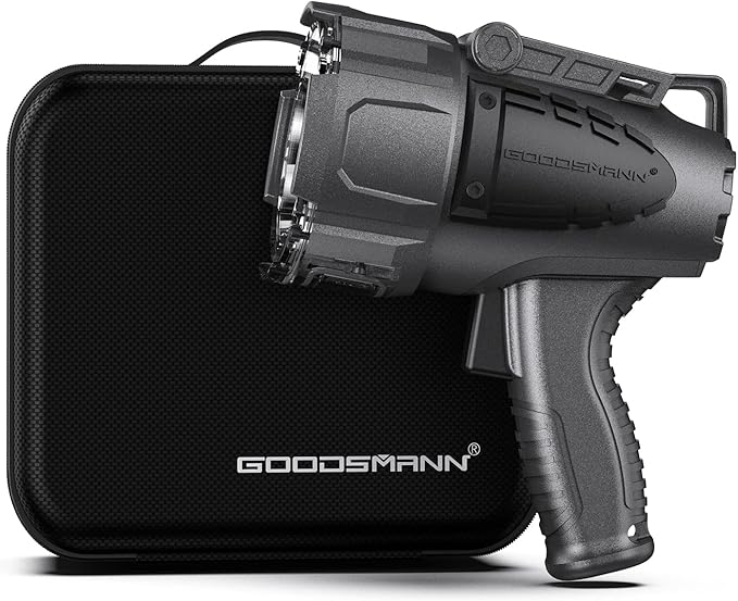 GOODSMANN 10000 Lumen Waterproof Rechargeable Marine LED Spotlight with EVA Carrying Case