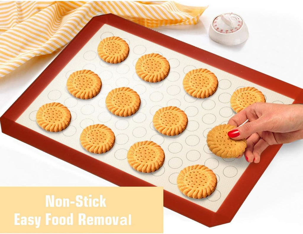 Wildone Baking Sheet with Silicone Mat Set, Set of 6 (3 Sheets + 3 Mats), Stainless Steel Cookie Sheet Baking Pan with Silicone Mat, Non Toxic & Heavy Duty & Easy Clean