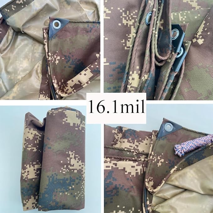 Waterproof Tarp CamouflageThick Multi-Size Sun Shade Sail Customized Tarpaulin Sunrays Block Awning for Patio Canopy Rain Cover Canvas Sunshade Camp Outdoor Gardens Canopy (4.6ft*9.5ft)